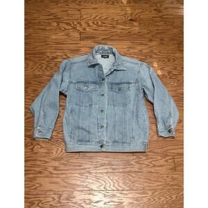 IZZI Women's Blue Light Wash Button up Long Sleeve Denim Jean Jacket, Size Small